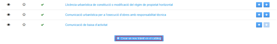 Boto remarcat crear un nou tràmit en el catàleg