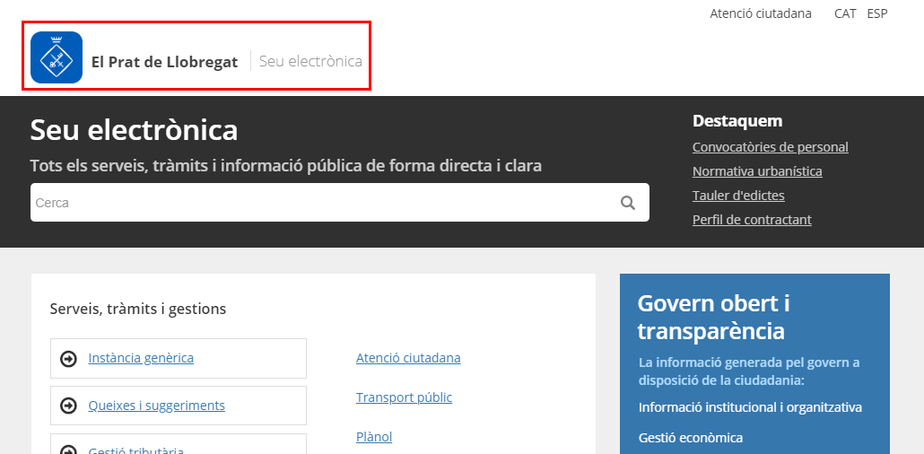 logotype El Prat de Llobregat City Council electronic headquarters
