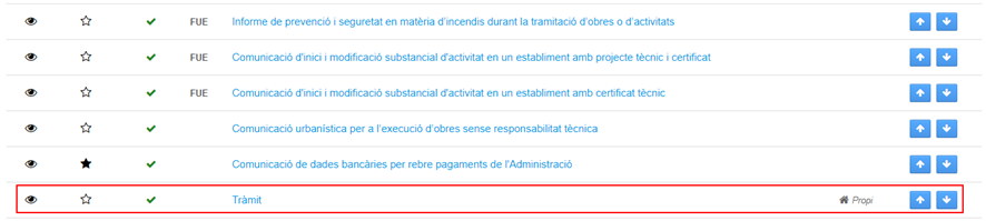 Llistat de tràmits remarcat
