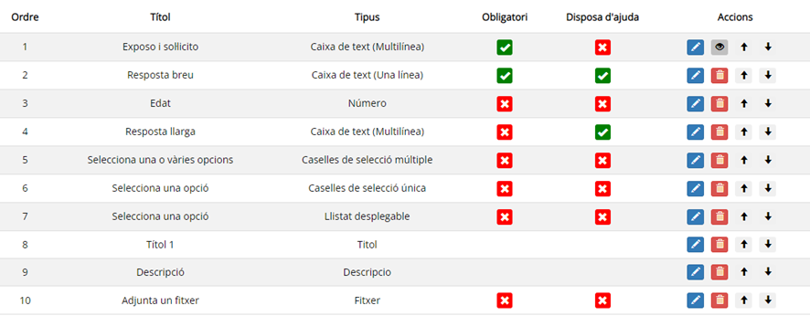 list where each field is added