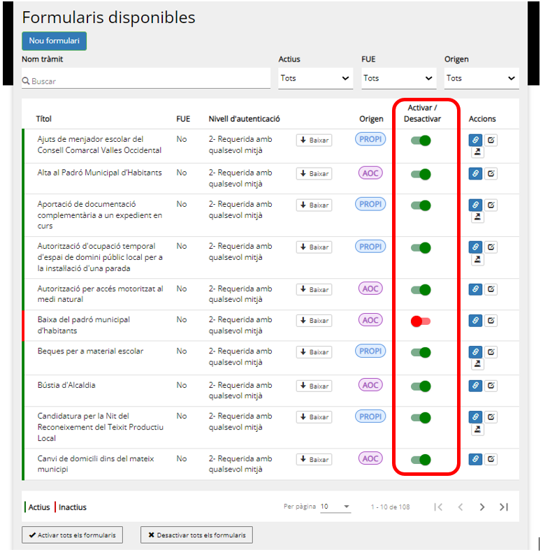 Enable/disable column to change form visibility