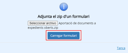 Opción remarcada de cómo cargar el formulario
