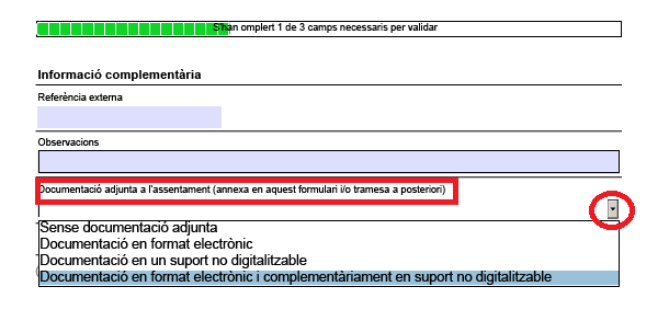 Documentació adjunta a l'assentament